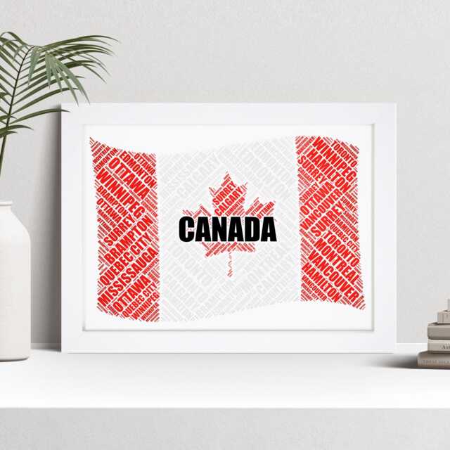 Personalised Canada Flag Word Art Print, Canadian Custom Family Wall - image 1