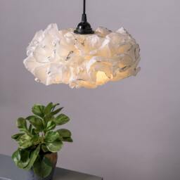Handmade White Paper Pendant Lamp Soft Warm Light - thumbnail 2