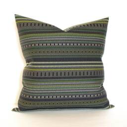 Green & Brown Throw Pillow Cover Modern Striped Upholstery Fabric Square Lumbar Pillowcase - thumbnail 3