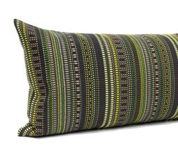 Green & Brown Throw Pillow Cover Modern Striped Upholstery Fabric Square Lumbar Pillowcase - thumbnail 1