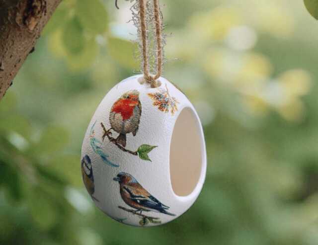 British Birds, Hanging Ceramic Bird Feeder, Garden Ornament, Gift Boxed - image 1