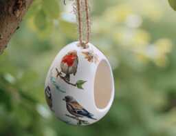 British Birds, Hanging Ceramic Bird Feeder, Garden Ornament, Gift Boxed