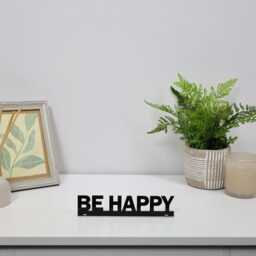 Be Happy Door Topper - Positive Bedroom Sign Black Acrylic Affirmation Quote Over Decor Modern Uplifting Home & Hallway Gift - thumbnail 3