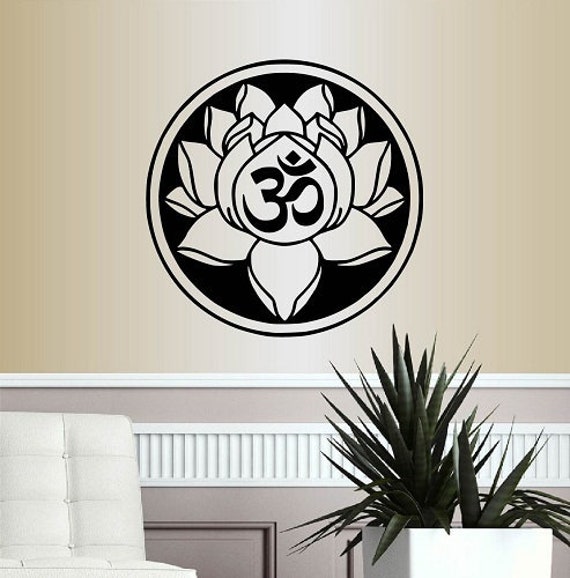 In-Style Decals Wall Vinyl Decal Home Decor Art Sticker Lotus Flower With Om Symbol Meditation Yoga Studio Room Removable Mural Design 124 - image 1