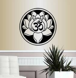 In-Style Decals Wall Vinyl Decal Home Decor Art Sticker Lotus Flower With Om Symbol Meditation Yoga Studio Room Removable Mural Design 124 - thumbnail 1