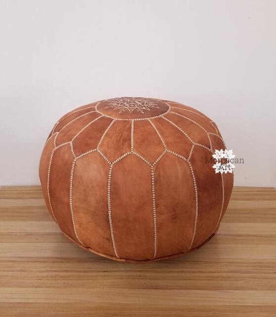 Leather Pouf - Time-Honored Craftsmanship For Modern Living Handcrafted Ottoman Moroccan Artistry Meets Comfort - image 1