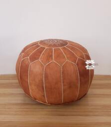 Leather Pouf - Time-Honored Craftsmanship For Modern Living Handcrafted Ottoman Moroccan Artistry Meets Comfort - thumbnail 1