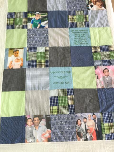 Modern Quote & Photo Quilt, Patchwork Custom Boy Photos Quilt For Boys Blanket With Photos, Birthday Gift, Customized Gift - image 1