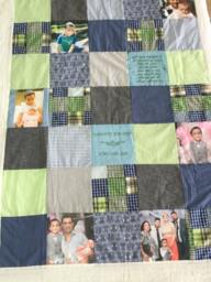 Modern Quote & Photo Quilt, Patchwork Custom Boy Photos Quilt For Boys Blanket With Photos, Birthday Gift, Customized Gift - thumbnail 1