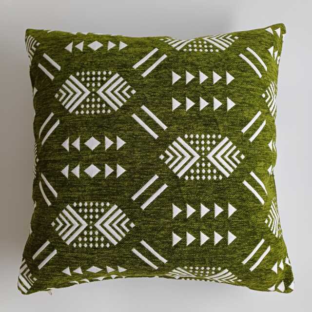 Moroccan Velvet Cushion Cover, Handmade Brocade Deep Green Pillow Case, Decorative 20''x20''/50x50 cm - image 1