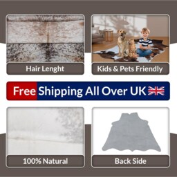 Tri Color Cowhide Rug - Genuine Hair-On Leather, Elegant Home Decor - 53x58 Inches - thumbnail 4
