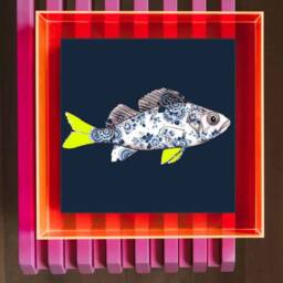 Funky Fish Sea Bass in Blue - Neon Colored Acrylic Frame - thumbnail 2