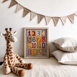 Numbers Print, First Nursery Boho Illustration Wall Art, Eclectic Nursery, Kids Room, Play Unframed - thumbnail 2