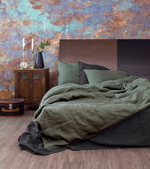 Linen Duvet Cover in Moss Green/ European Flax, Queen, King, Comforter - image 1