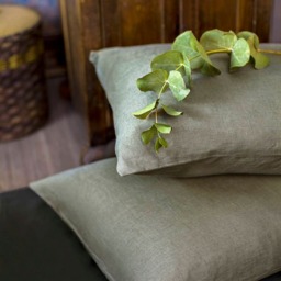 Linen Duvet Cover in Moss Green/ European Flax, Queen, King, Comforter - thumbnail 4