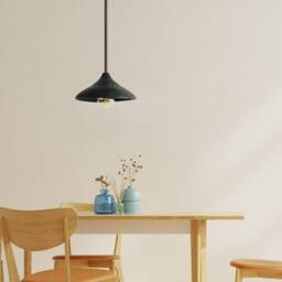 Black Pendant Light, Natural Lamp Shade, Flash Mount Ceiling Light, Wood Kitchen Island Light