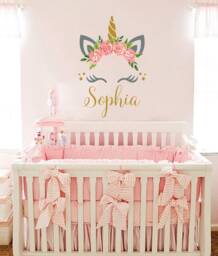 Personalized Wall Decal Girls Name Unicorn Sticker Flowers Colorful Custom Decals Vinyl Baby Girl Bedroom Nursery Decor Vs116 - thumbnail 1