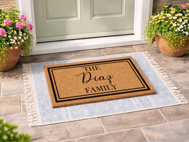 Personalized Wedding Gift - The Diaz Family Custom Doormat Script Welcome - image 1