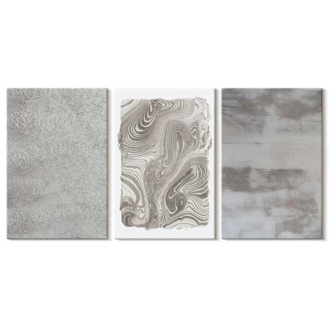 Set Of 3 Canvas Prints - Industrial Structures Design, Brown Wall Art, Natural Textures Decor - image 1