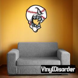 Screaming Baseball Mascot Wall Decal - Fabric Vinyl Removable & Reusable Baseballuscolor005Et