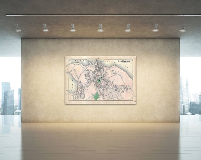 Antique Sag Harbor, Ny Map Print Long Island Giclee Art - image 1