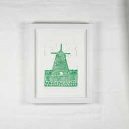 Halnaker Windmill. Chichester. West Sussex. Handprinted Linocut, Handmade. First Class Post - thumbnail 2