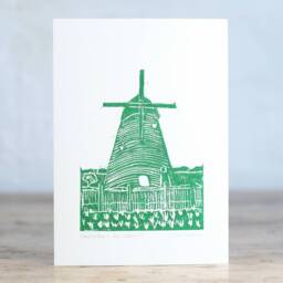 Halnaker Windmill. Chichester. West Sussex. Handprinted Linocut, Handmade. First Class Post - thumbnail 1
