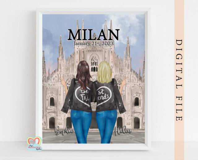 Best Friend Gift, Milan 40Th Surprise, Best Friends in Italy, Italy Print, Surprise Trip - image 1