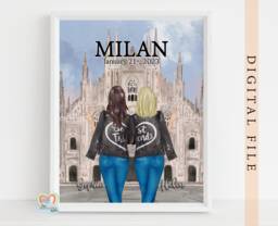Best Friend Gift, Milan 40Th Surprise, Best Friends in Italy, Italy Print, Surprise Trip - thumbnail 1