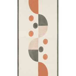 Modern Orange Gray Cotton Rug, Geometric Dhurrie, Hand Woven - thumbnail 2