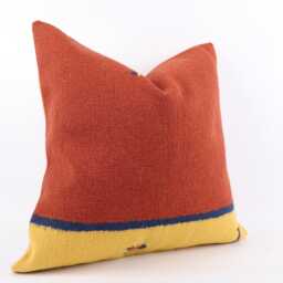 Kilim Lumbar Pillow Cover 24x24 Turkish Bohemian Cushion - thumbnail 3