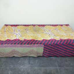 Handmade Kantha Quilt, Indian Cotton Bedspread, Twin Size - thumbnail 2