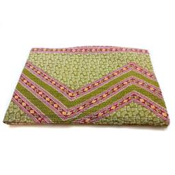 Handmade Kantha Quilt, Indian Cotton Bedspread, Twin Size - thumbnail 1