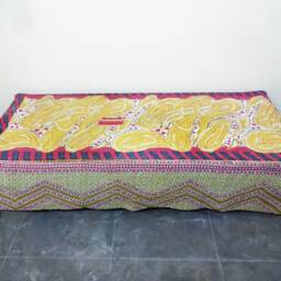 Handmade Kantha Quilt, Indian Cotton Bedspread, Twin Size - thumbnail 3