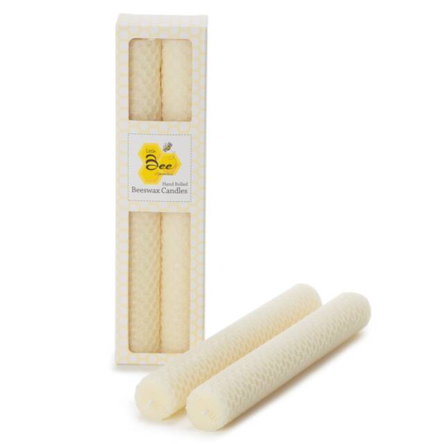 Little Bee Hand Rolled Beeswax Taper Candle Pair - image 1