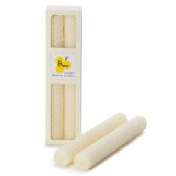 Little Bee Hand Rolled Beeswax Taper Candle Pair - thumbnail 1