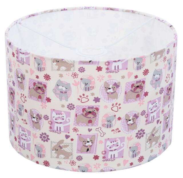 Kittens & Puppies Lampshade, Pink Purple Nursery Decor, Handmade - image 1