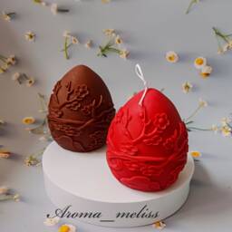 Flower Easter Egg Candle Soy & Bee Wax, Eco-Friendly Decor - thumbnail 3