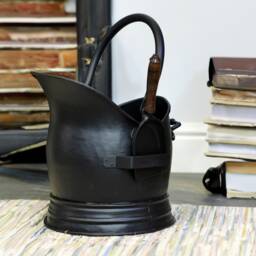 Traditional Black Coal Bucket With Shovel With Wooden Handle, Fireside Accessories, Fireplace Tools, Storage, Tidy Fireplace - thumbnail 2