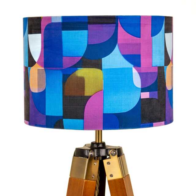 Lampshade Purple Abstract Bright Colourful Mid Century Print Velvet - Drum Lamp Shade 25cm 30cm 35cm 40cm 45cm Table Lamp Ceiling Pendant - image 1