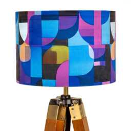 Lampshade Purple Abstract Bright Colourful Mid Century Print Velvet - Drum Lamp Shade 25cm 30cm 35cm 40cm 45cm Table Lamp Ceiling Pendant