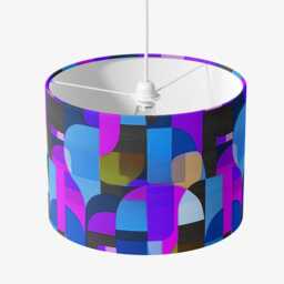 Lampshade Purple Abstract Bright Colourful Mid Century Print Velvet - Drum Lamp Shade 25cm 30cm 35cm 40cm 45cm Table Lamp Ceiling Pendant - thumbnail 3