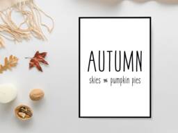 Autumn Skies Pumpkin Pies Portrait Halloween Print - Festive Fall Poster Home Decor Gift Bespoke A5 A4 A3 Framed - thumbnail 1