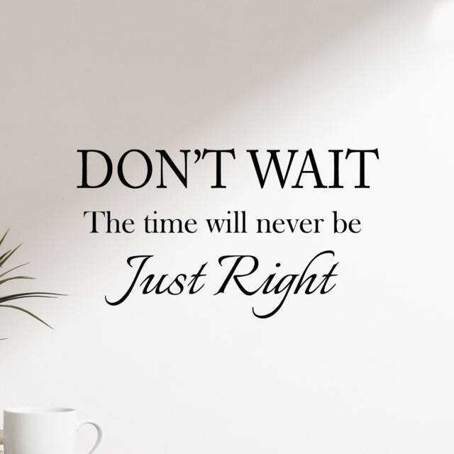 Vwaq Don't Wait The Time Will Never Be Just Right Wall Decal Inspirational Quote - image 1