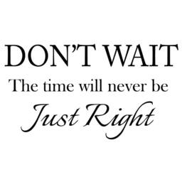 Vwaq Don't Wait The Time Will Never Be Just Right Wall Decal Inspirational Quote - thumbnail 2