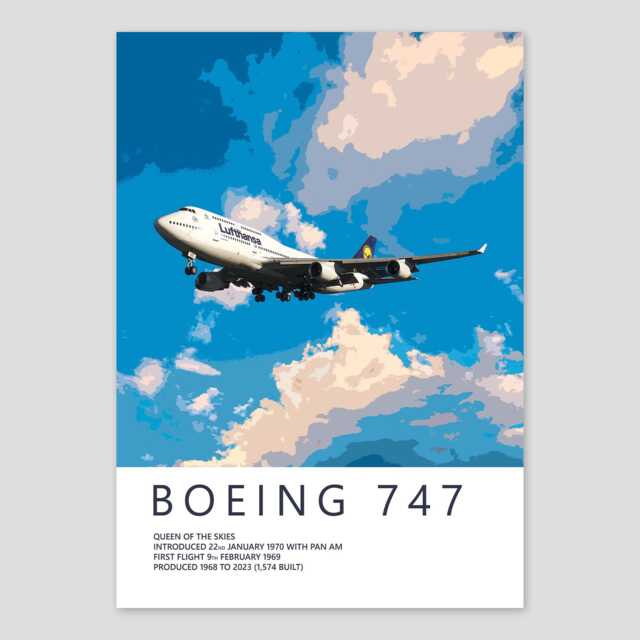 Lufthansa Boeing 747 Poster - Detailed Aviation Art Print Civil Airliner Wall Pilot Office Decor Enthusiast Gift - image 1