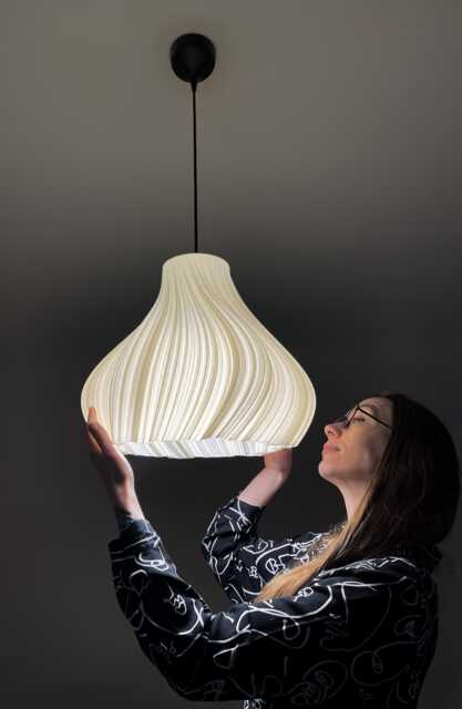 Modern Elegant Soft Ivory Pendant Light Shade- Wavy Hanging Ceiling Lamp - image 1