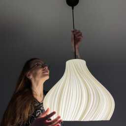 Modern Elegant Soft Ivory Pendant Light Shade- Wavy Hanging Ceiling Lamp - thumbnail 2
