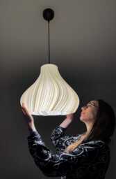 Soft Ivory Pendant Light Shade - Wavy Hanging Ceiling Lamp, Modern Cream Cloud Lampshade For Living Room & Bedroom, Plug in Option