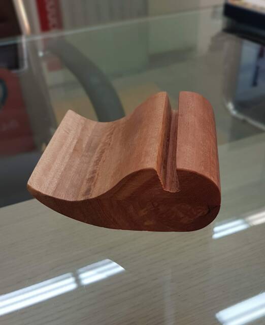 Karri Wood Business Card Holder Teardrop Desk Decor - image 1